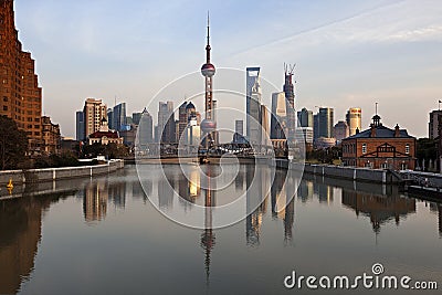 Shanghai Pudong at Sunset, China