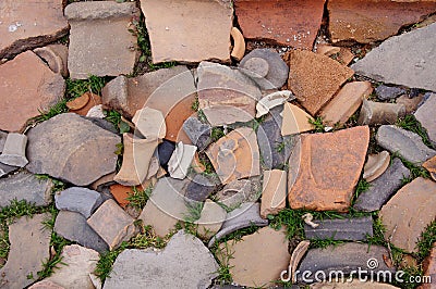 Shards of broken ancient Thracian pottery