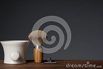 Shaving Tool on Table and black Background