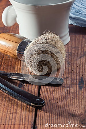 Shaving Tool on wooden Table