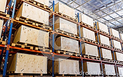 Shelves manufacturing storage in a warehouse