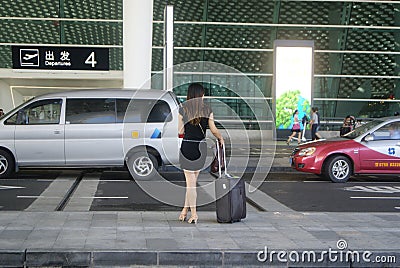 Shenzhen, China: airport highway traffic