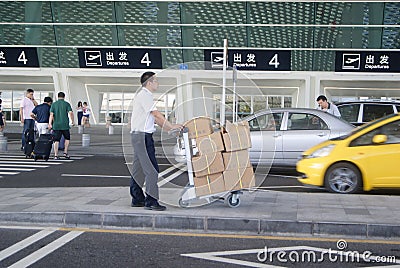 Shenzhen, China: airport highway traffic