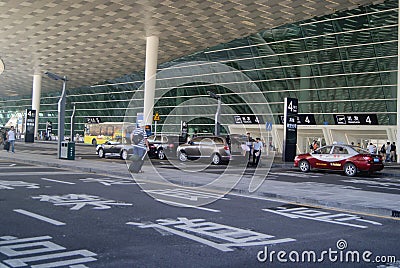 Shenzhen, China: airport highway traffic