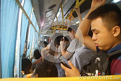 Shenzhen, China: crowded bus