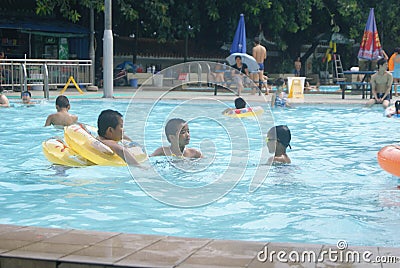 Shenzhen, China: swimming in the swimming pool