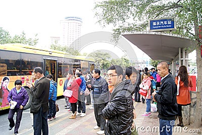 Shenzhen china: waiting for bus people