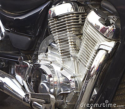 Shiny motorcycle engine