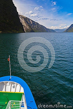 Ship and fjord Sognefjord - Norway