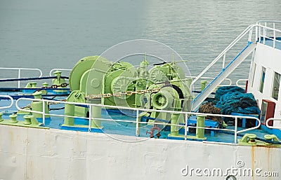 Ship machinery on bow