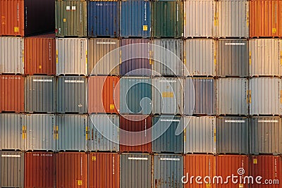 Shipping containers stacked high