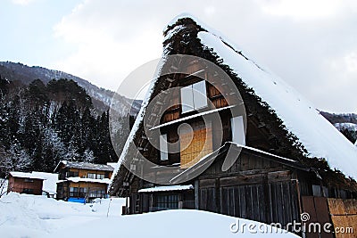 Shirakawa-go s historic house in snow