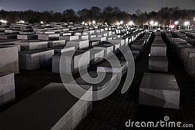 Shoah Memorial In Berlin At Night