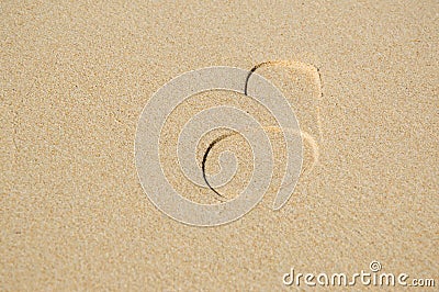 Shoe print on a sandy beach