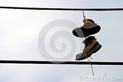 Shoes Hanging from a telephone wire