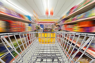 Shop cart in supermarket