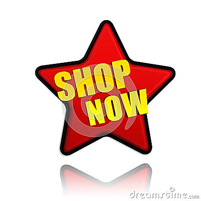 Shop now in red star banner