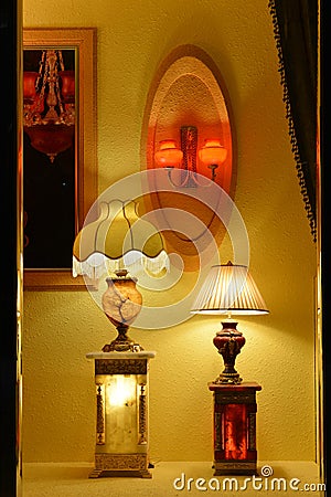 In shop window Luxury marble table lamp,Wall Sconce,Warm light,The light of hope,Light up your dream,Romantic time