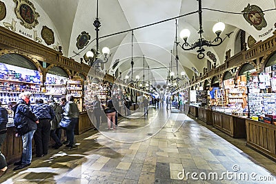 Shopping arcade in the Sukiennice cloth hall in Krakow