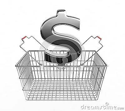 Shopping basket and dollar sign