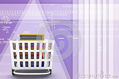 Shopping cart with book. Image contain clipping path Illustration