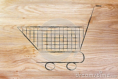 Shopping cart, symbol of marketing techniques and strategy