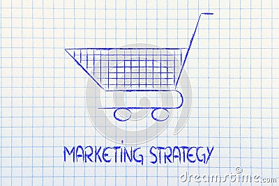 Shopping cart, symbol of marketing techniques and strategy