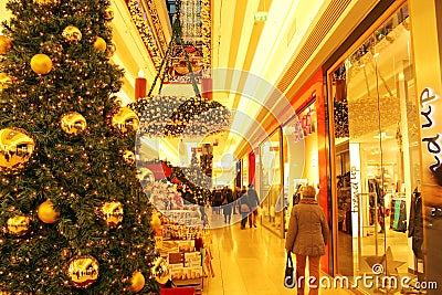 Shopping mall in winter holidays season