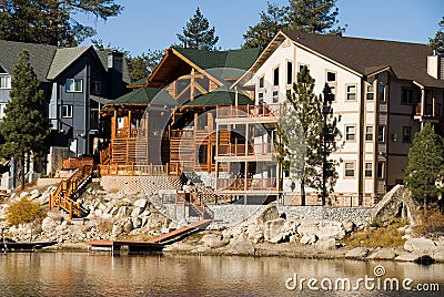 Shoreline cabins at Big Bear Lake