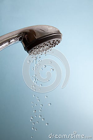 Shower Faucet and Water Droplets