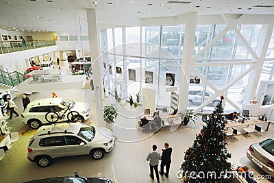 Showroom on first floor of dealership of Volkswagen Center