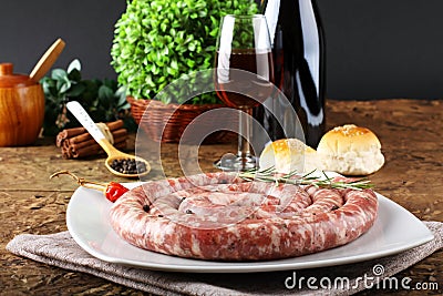 Sicilian raw sausage with pepper and rosemary