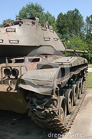 Side view of military tank
