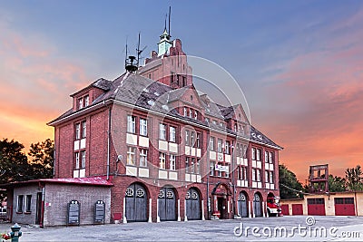 Sights of Poland. Old building of fire brigade