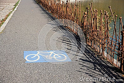 Sign of bike road