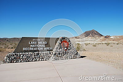 Sign for the Lake Mead National Recreation Area near Las Vegas, Nevada