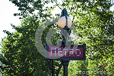 Sign for Metro, Paris, France