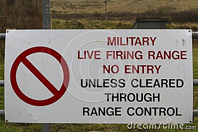 Sign Military Firing Range No Entry