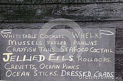 Sign outside fishing hut on Hastings beach