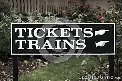 Sign for tickets and trains