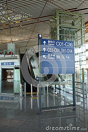 Signpost in Beijing Capital International Airport