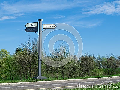 The signpost movement from the past to the future