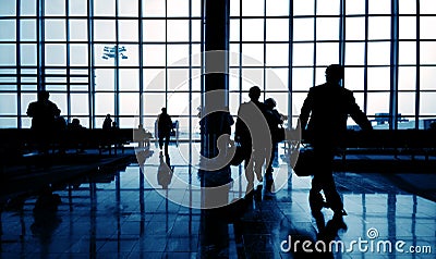 Silhouette of Business Traveler at Airport