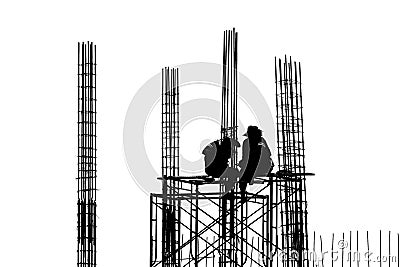 Silhouette of construction workers
