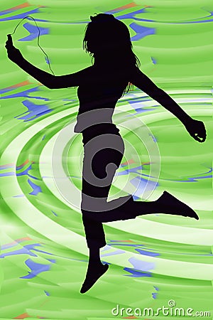 Silhouette of Girl with Digital Music Player