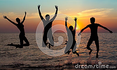 Silhouette of jumping people
