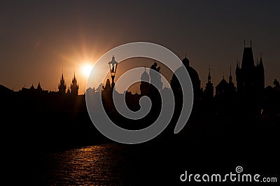 Silhouette the Old Town in Prague