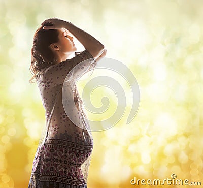Silhouette picture of pregnant beautiful woman