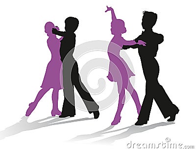 Silhouettes of kids dancing ballroom dance