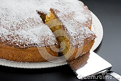 Sliced Cake with Chocolate and Coconut